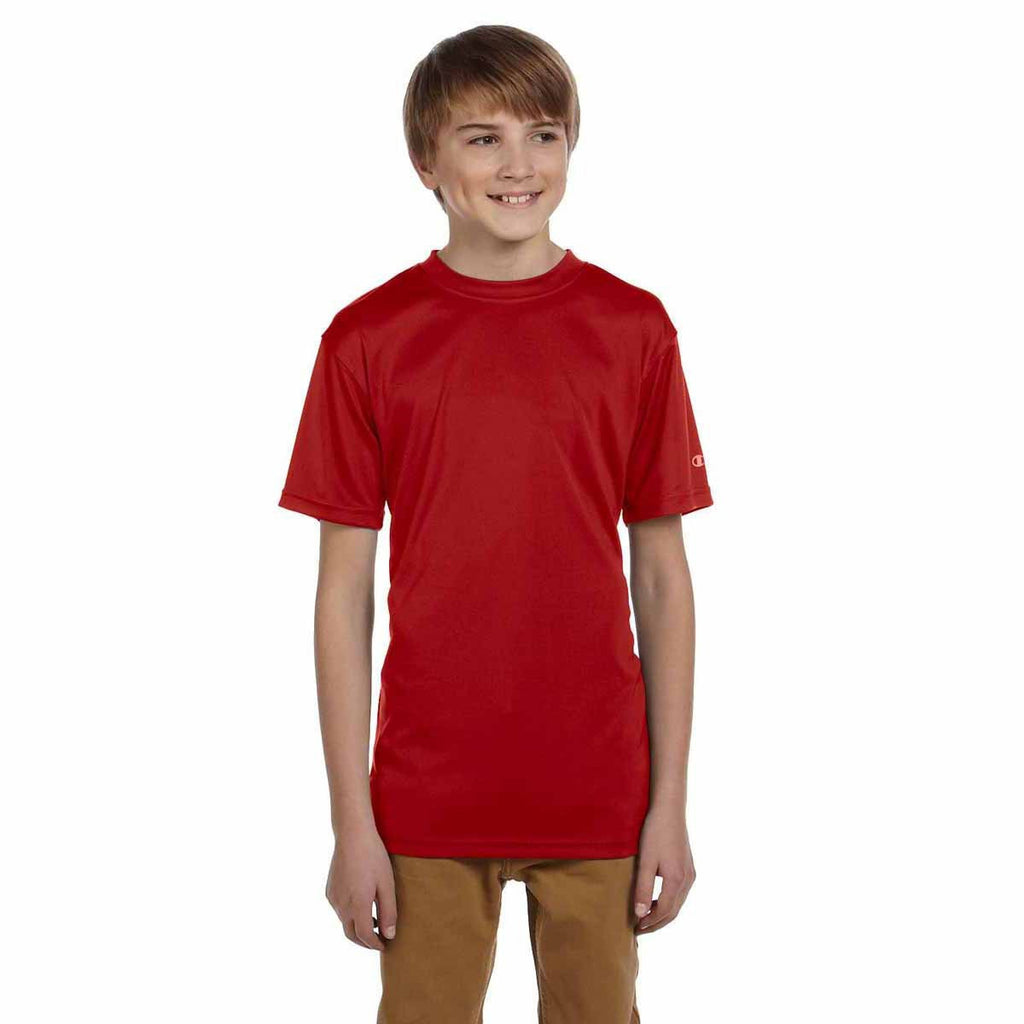 Champion Youth Scarlet Double Dry 4.1-Ounce Interlock T-Shirt