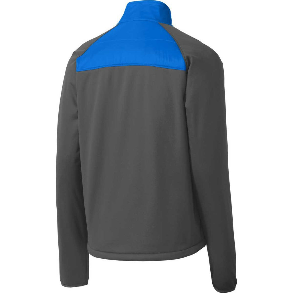 Port Authority Men's Skydiver Blue/Grey Steel Hybrid Soft Shell Jacket