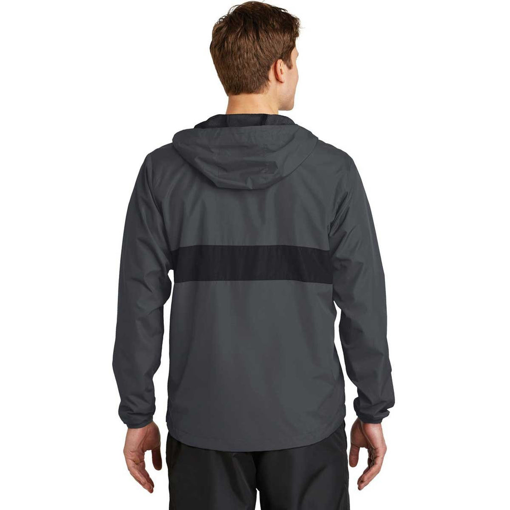 Sport-Tek Men's Graphite Grey/Black Zipped Pocket Anorak