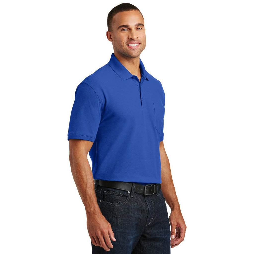 Port Authority Men's True Royal Core Classic Pique Pocket Polo