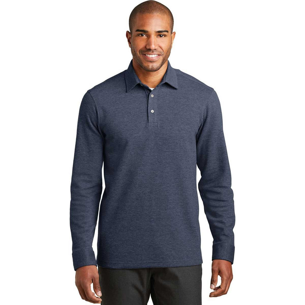Port Authority Men's Estate Blue Heather/Charcoal Heather Interlock Polo Cover-Up