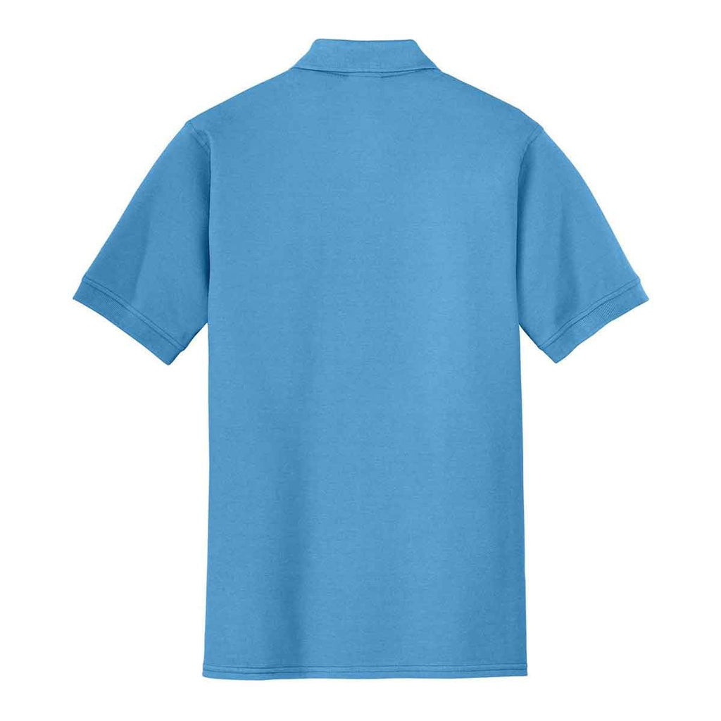 Port & Company Men's Aquatic Blue Ring Spun Pique Polo