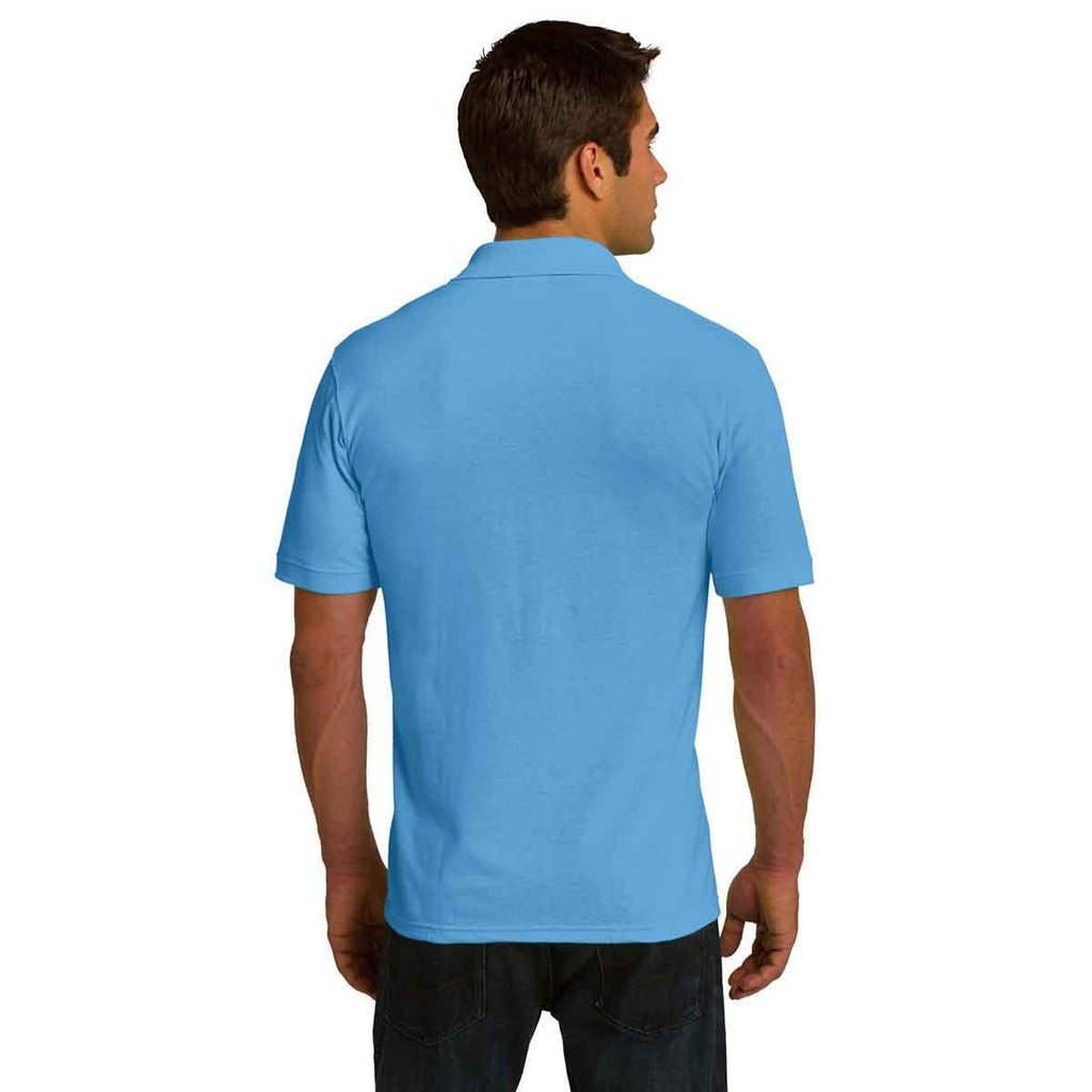 Port & Company Men's Aquatic Blue Ring Spun Pique Polo