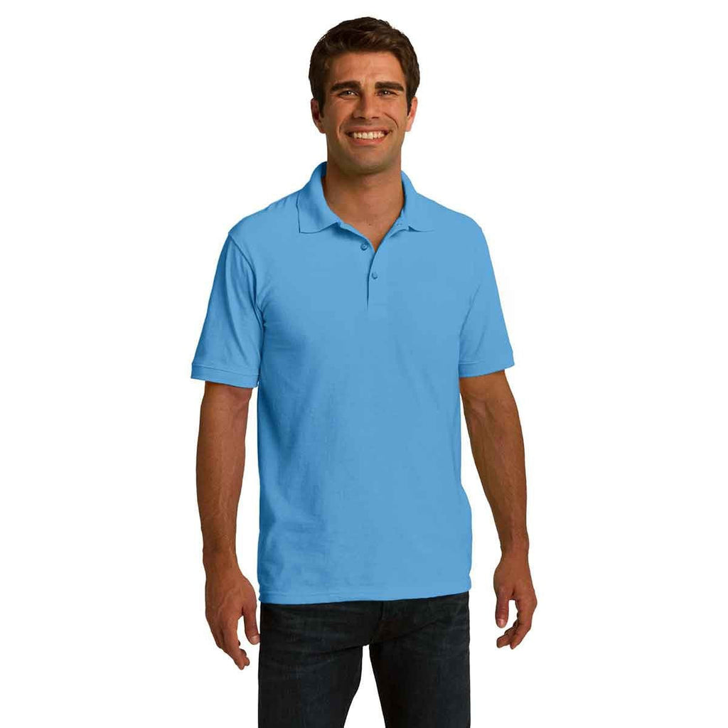 Port & Company Men's Aquatic Blue Ring Spun Pique Polo