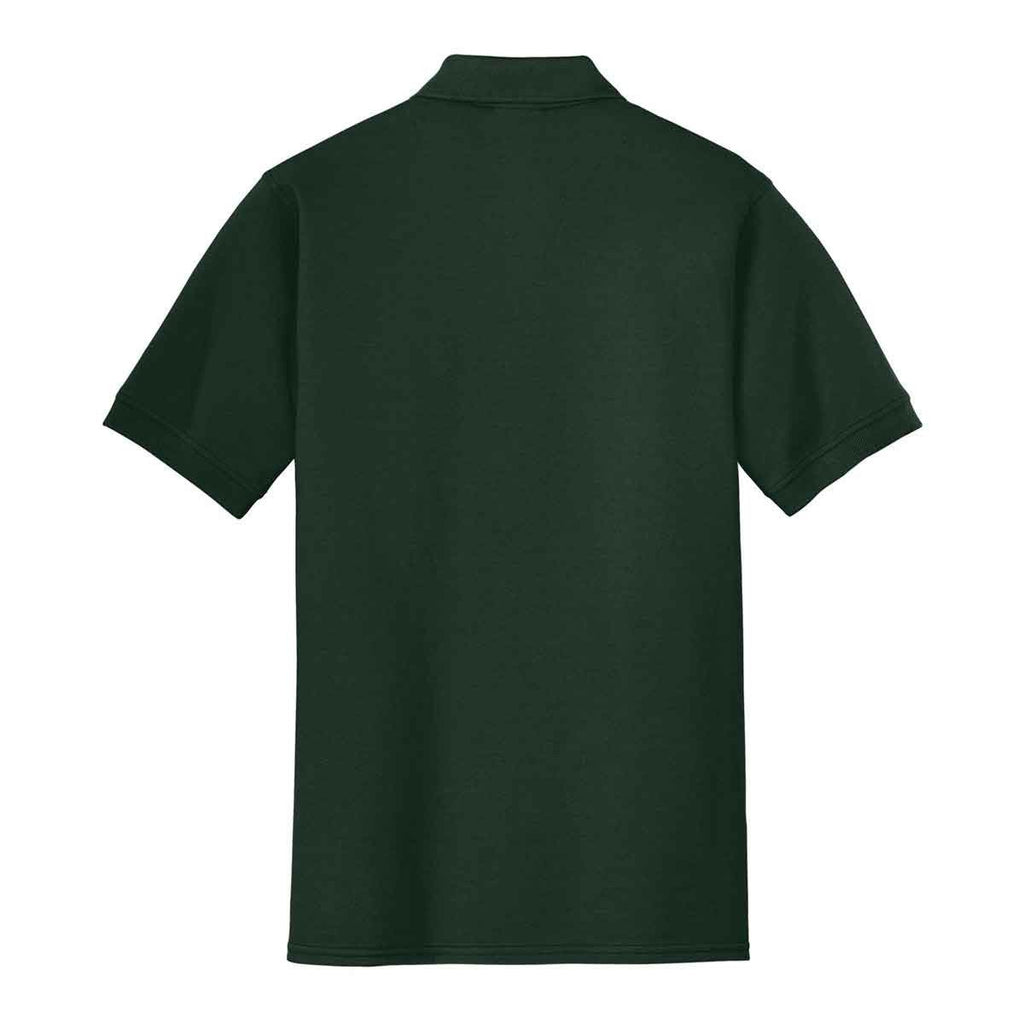 Port & Company Men's Dark Green Ring Spun Pique Polo
