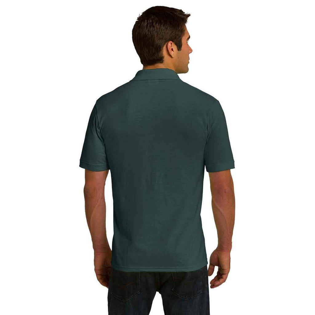 Port & Company Men's Dark Green Ring Spun Pique Polo