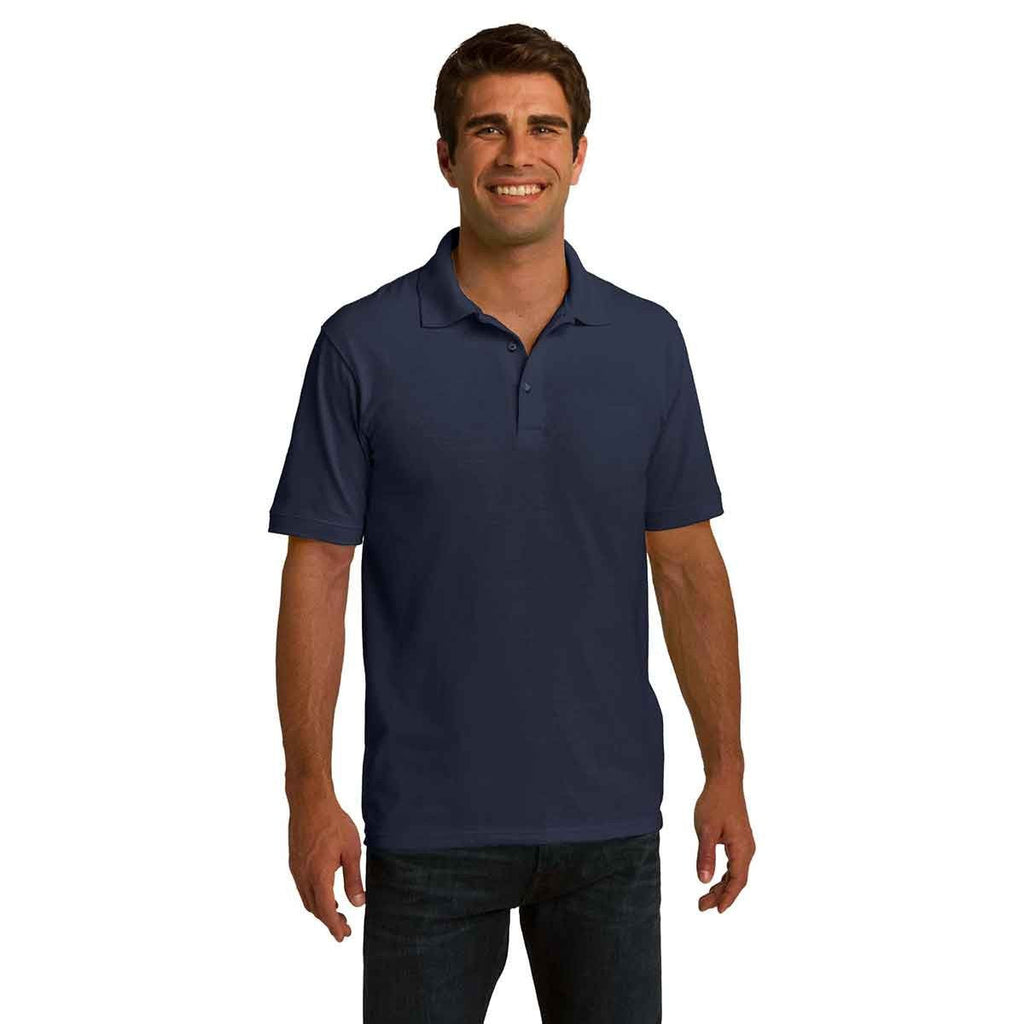 Port & Company Men's Deep Navy Ring Spun Pique Polo