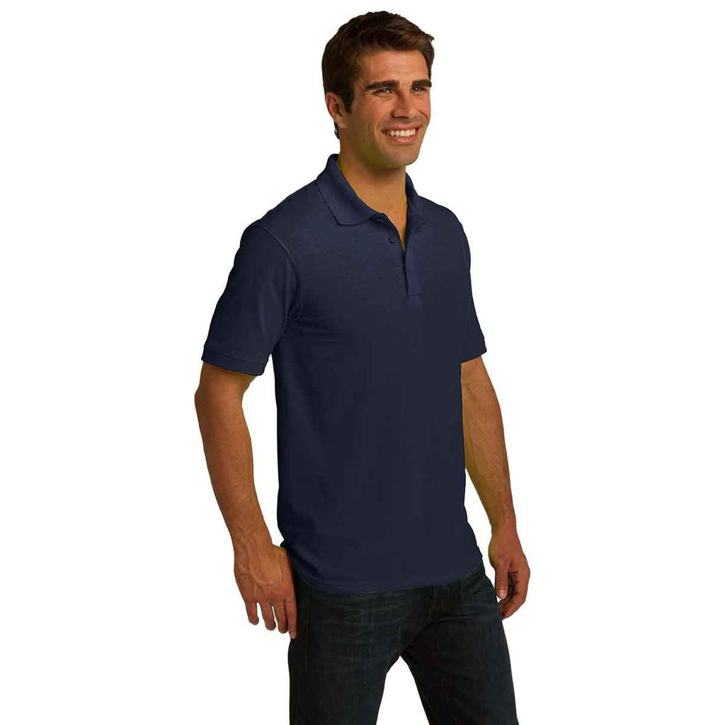 Port & Company Men's Deep Navy Ring Spun Pique Polo