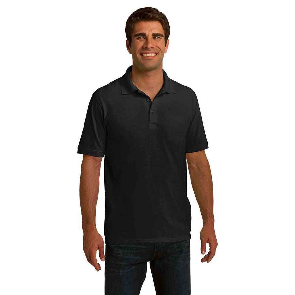 Port & Company Men's Jet Black Ring Spun Pique Polo