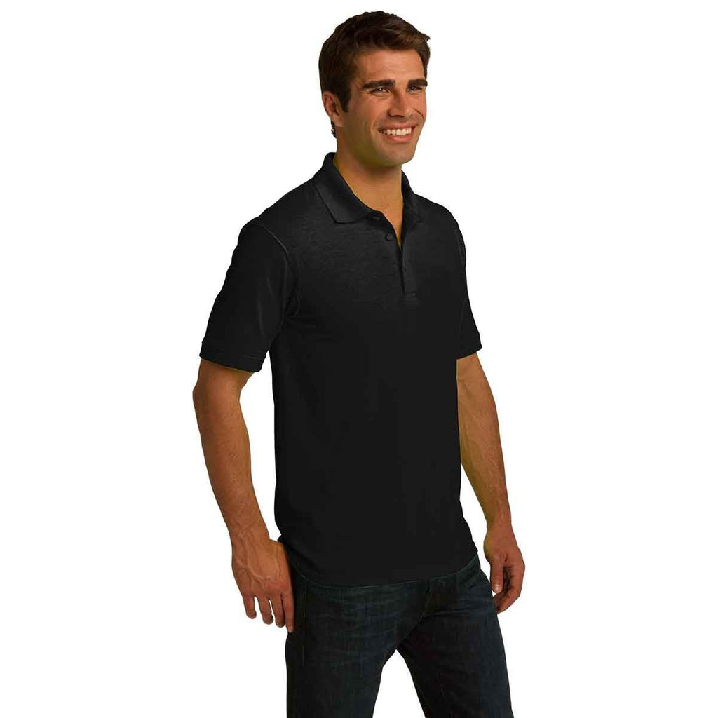Port & Company Men's Jet Black Ring Spun Pique Polo