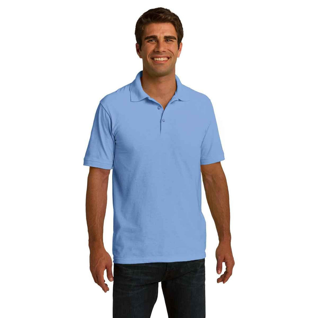 Port & Company Men's Light Blue Ring Spun Pique Polo