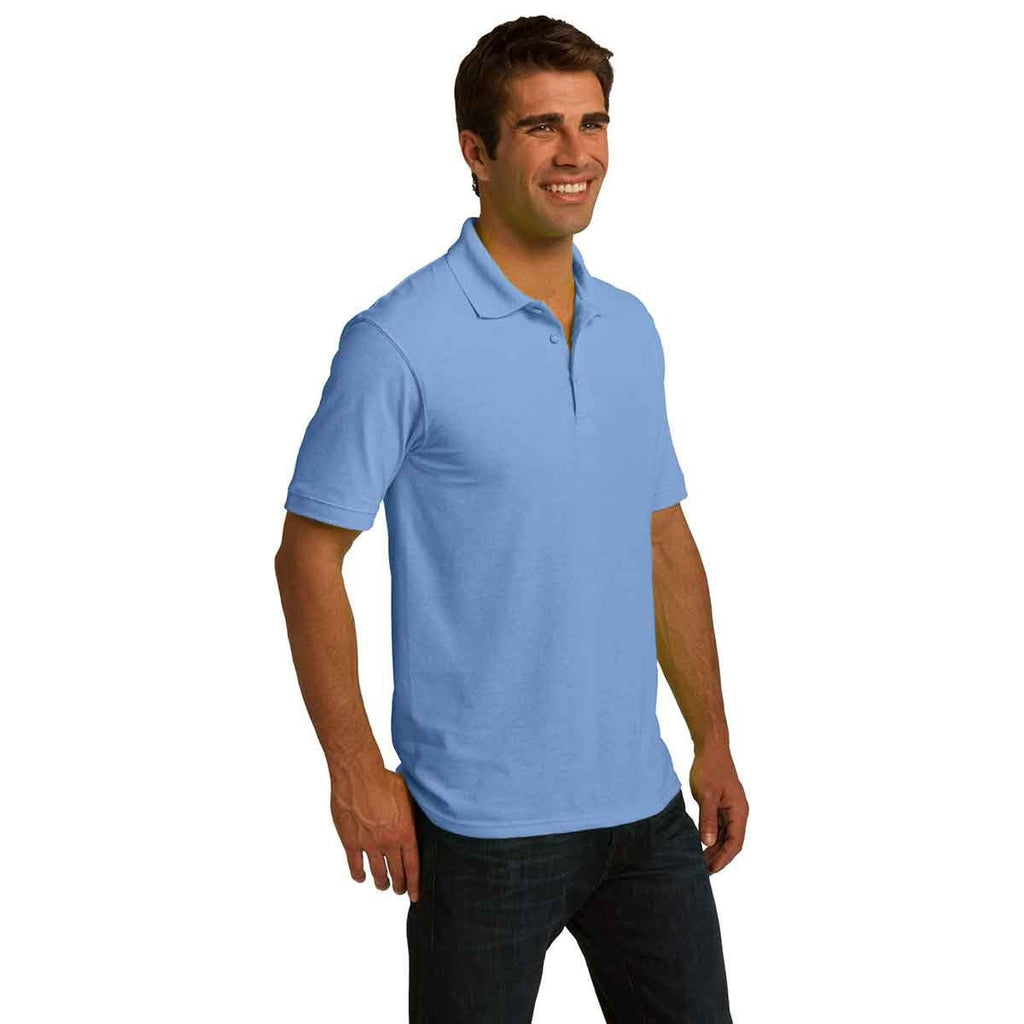 Port & Company Men's Light Blue Ring Spun Pique Polo