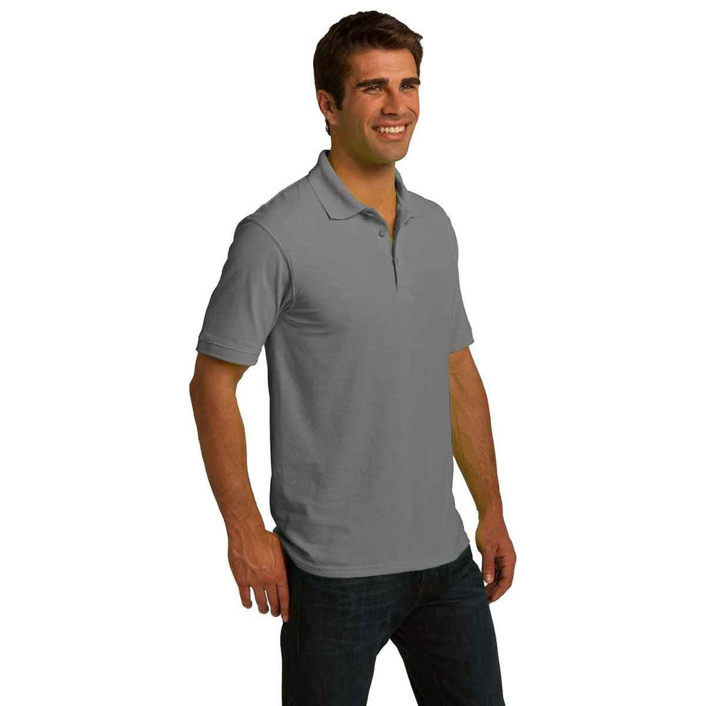 Port & Company Men's Medium Grey Ring Spun Pique Polo