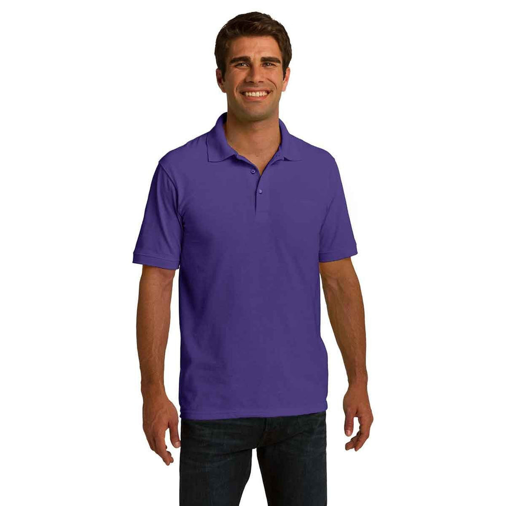 Port & Company Men's Purple Ring Spun Pique Polo