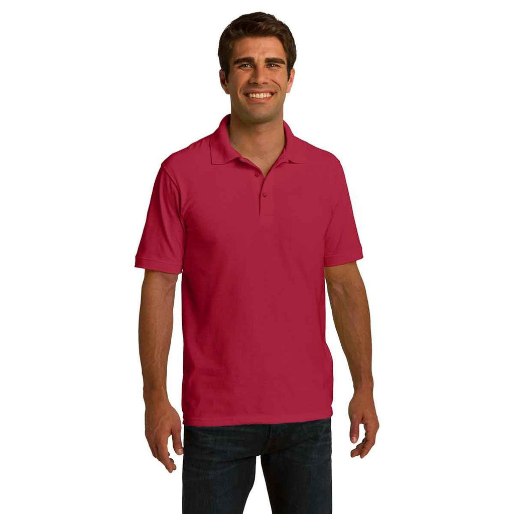 Port & Company Men's Red Ring Spun Pique Polo