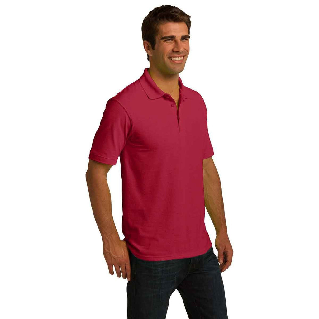 Port & Company Men's Red Ring Spun Pique Polo