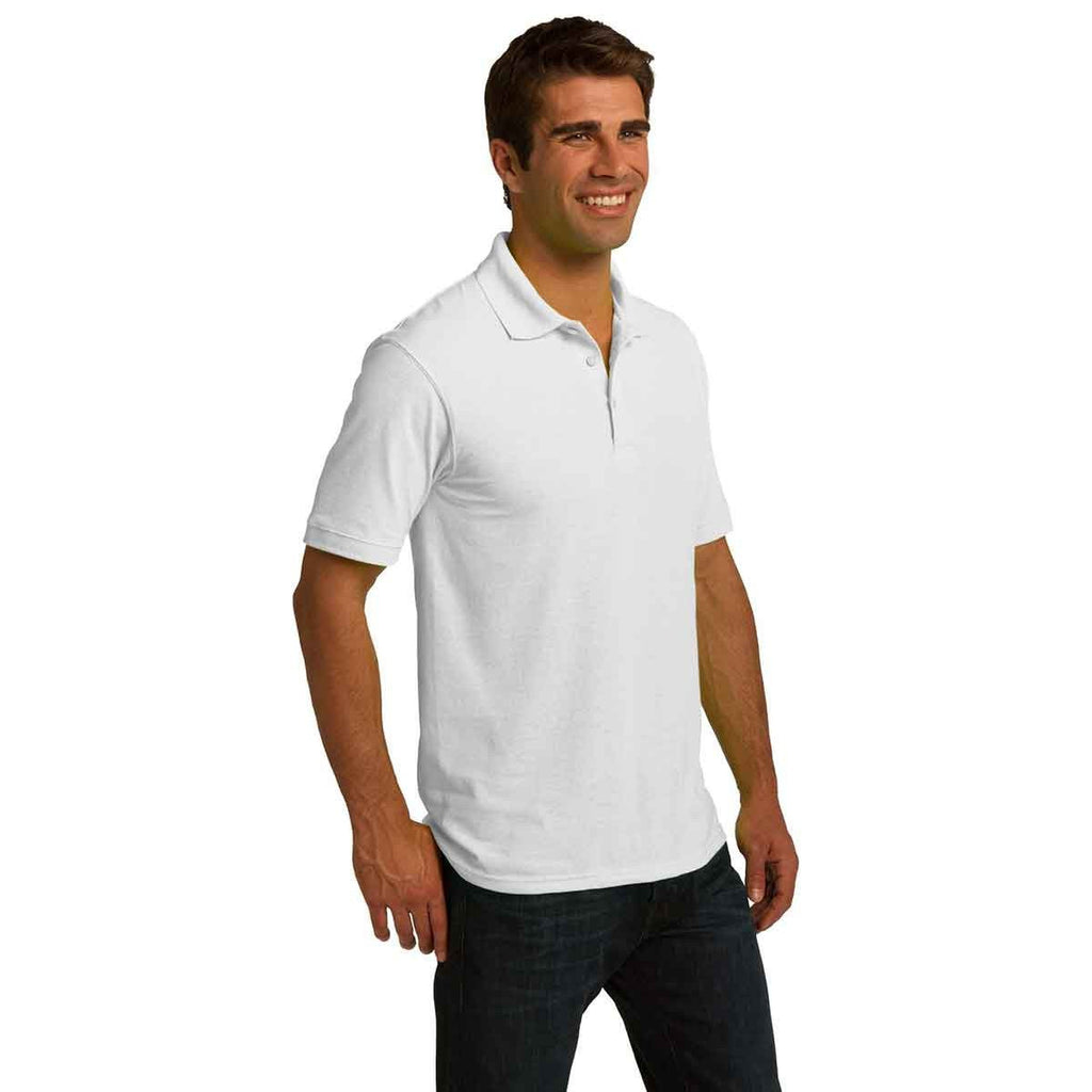 Port & Company Men's White Ring Spun Pique Polo