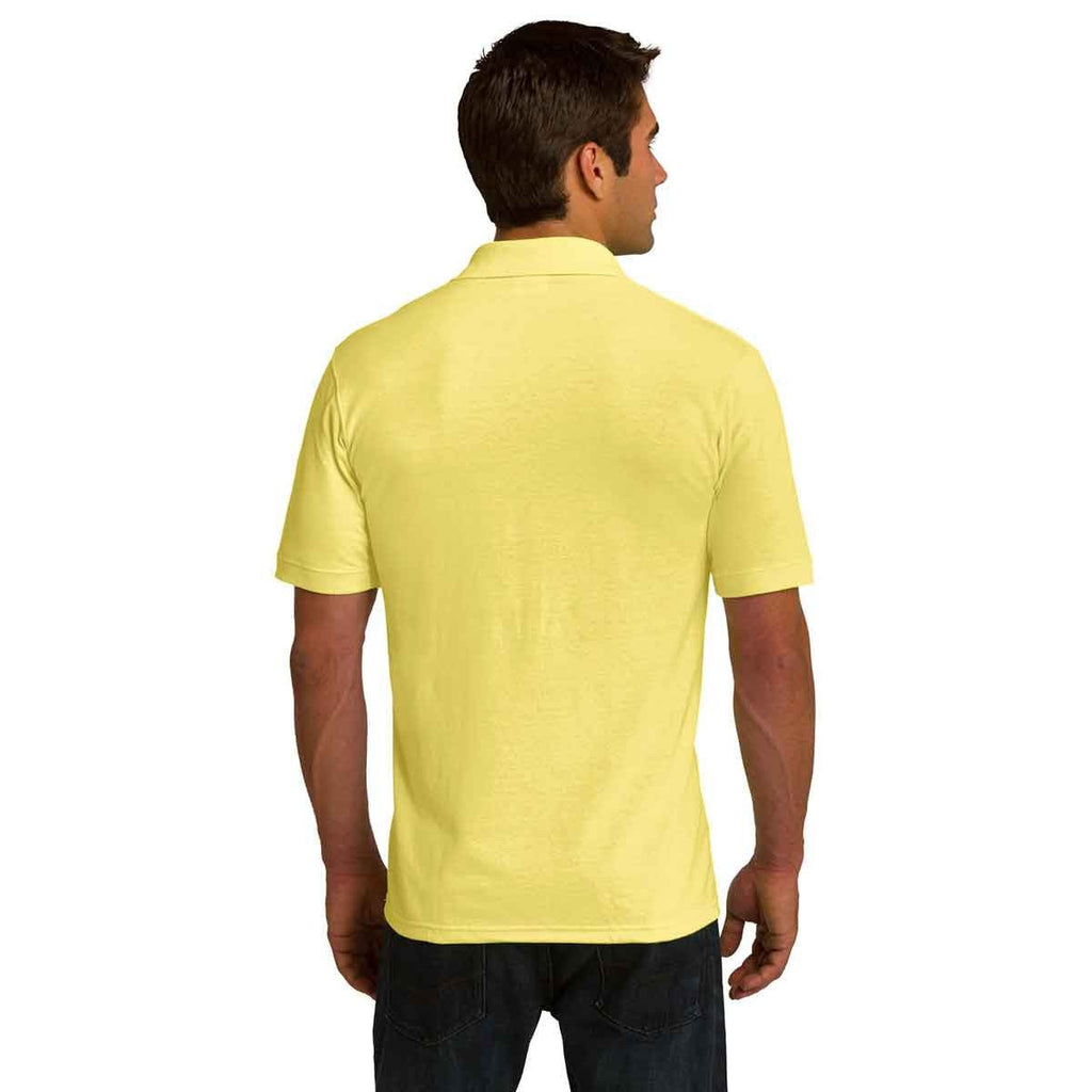 Port & Company Men's Yellow Ring Spun Pique Polo