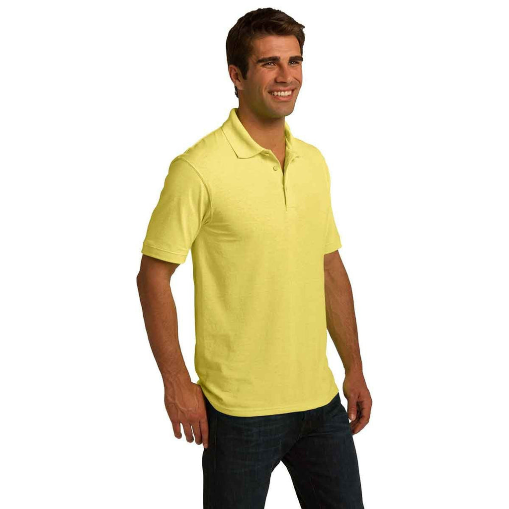 Port & Company Men's Yellow Ring Spun Pique Polo