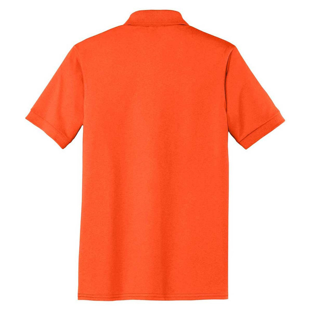 Port & Company Men's Safety Orange Blend Jersey Knit Pocket Polo