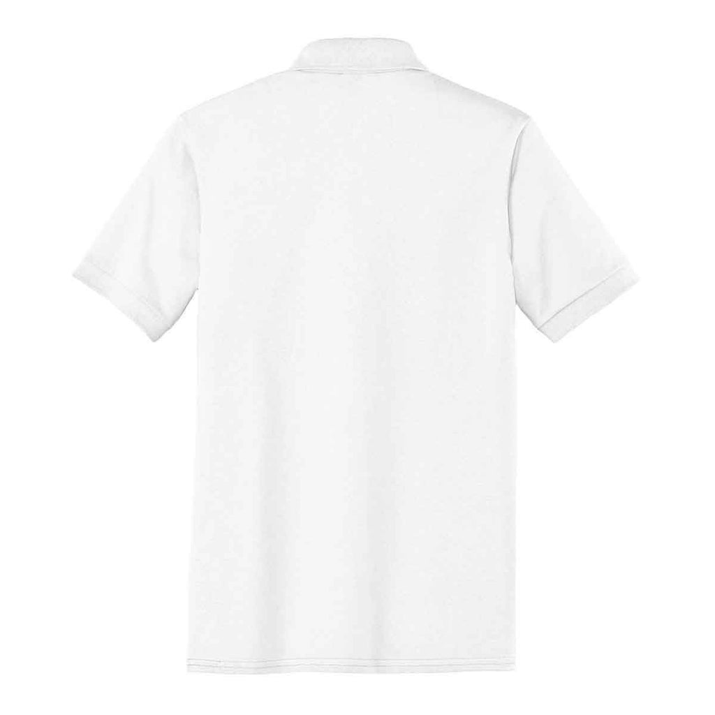 Port & Company Men's White Core Blend Jersey Knit Pocket Polo