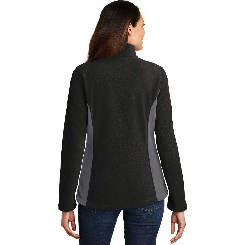 Port Authority Women's Black/Battleship Grey Colorblock Value Fleece Jacket