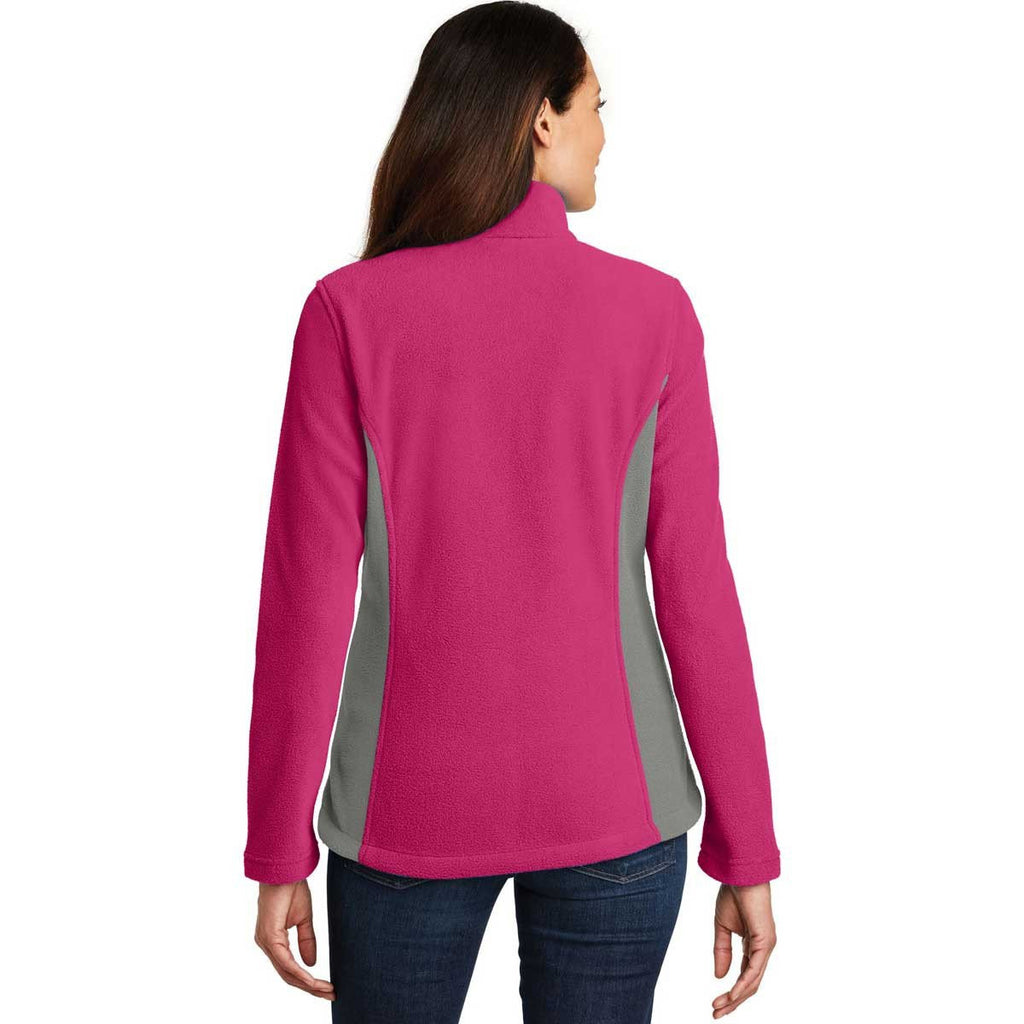Port Authority Women's Pink Azalea/Deep Smoke Colorblock Value Fleece Jacket