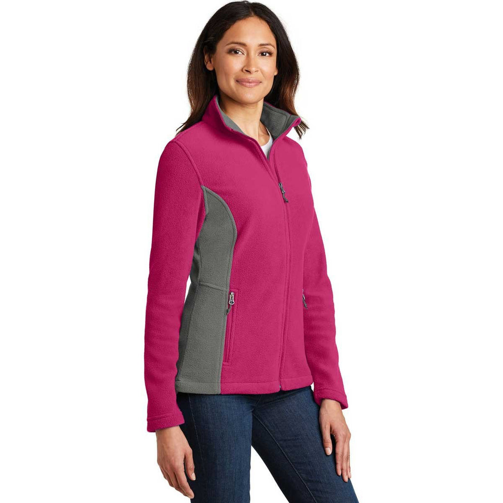 Port Authority Women's Pink Azalea/Deep Smoke Colorblock Value Fleece Jacket