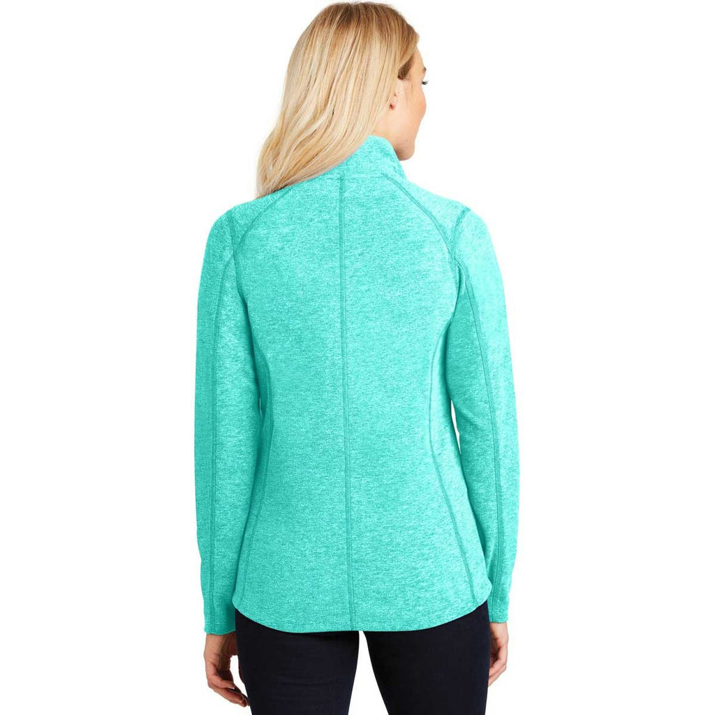 Port Authority Women's Aqua Green Heather Microfleece Full-Zip Jacket