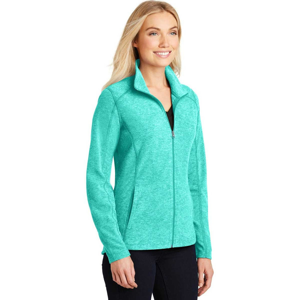 Port Authority Women's Aqua Green Heather Microfleece Full-Zip Jacket