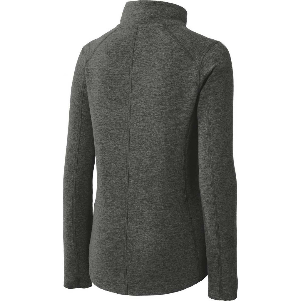 Port Authority Women's Black Charcoal Heather Microfleece Full-Zip Jacket