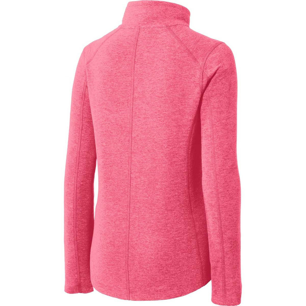 Port Authority Women's Pink Raspberry Heather Microfleece Full-Zip Jacket