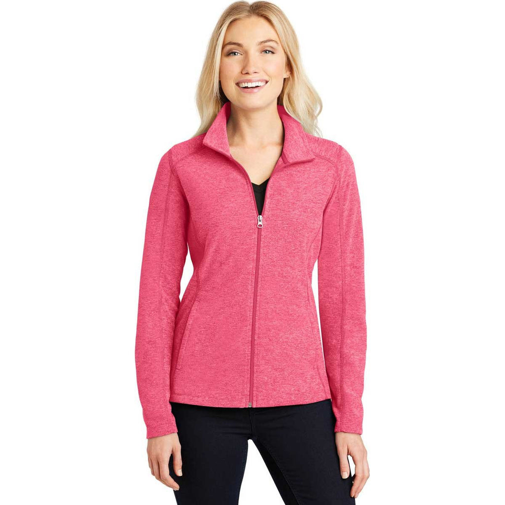 Port Authority Women's Pink Raspberry Heather Microfleece Full-Zip Jacket