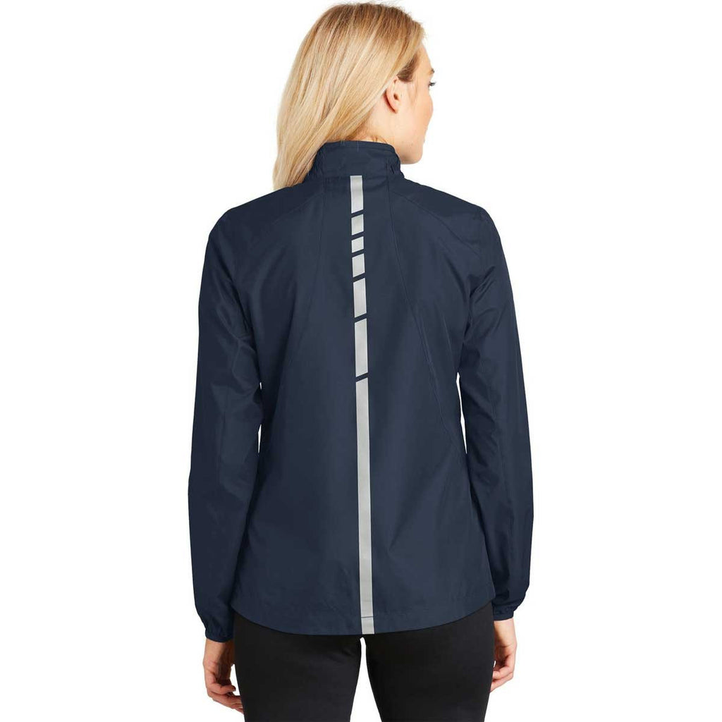 Port Authority Women's Dress Blue Navy Zephyr Reflective Hit Full-Zip Jacket