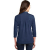Port Authority Women's Estate Blue 3/4-Sleeve Meridian Cotton Blend Polo