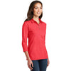 Port Authority Women's Hibiscus Pink 3/4-Sleeve Meridian Cotton Blend Polo