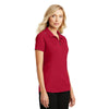 Port Authority Women's Rich Red Pinpoint Mesh Zip Polo