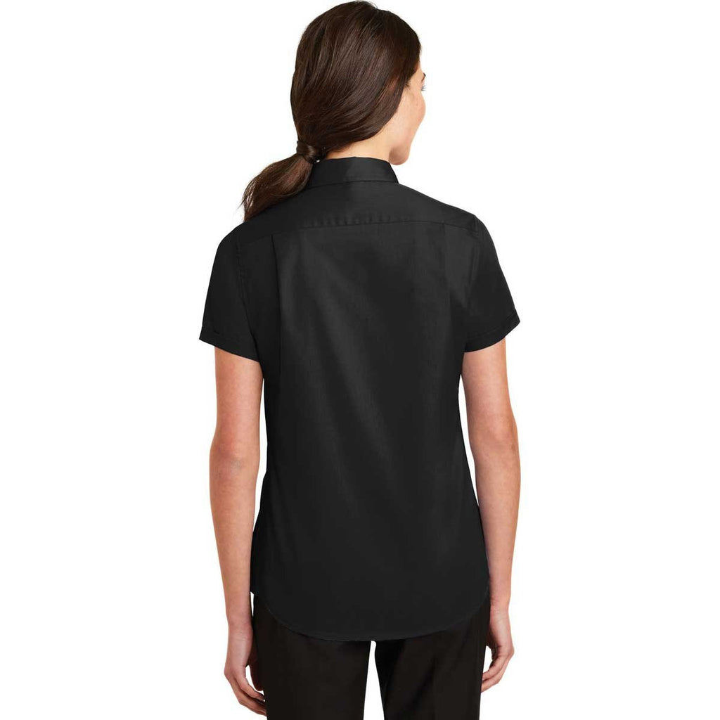 Port Authority Women's Black Short Sleeve SuperPro Twill Shirt