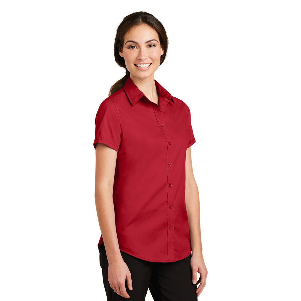 Port Authority Women's Rich Red Short Sleeve SuperPro Twill Shirt