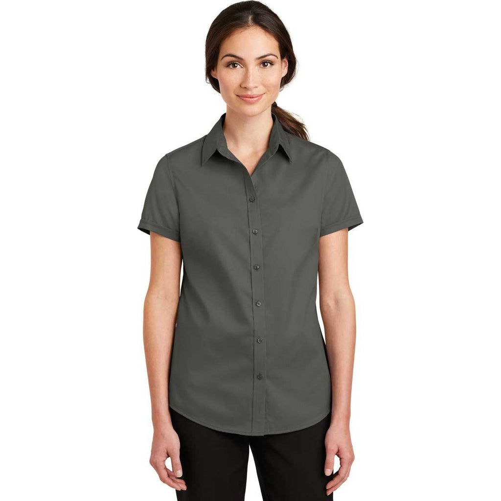 Port Authority Women's Sterling Grey Short Sleeve SuperPro Twill Shirt