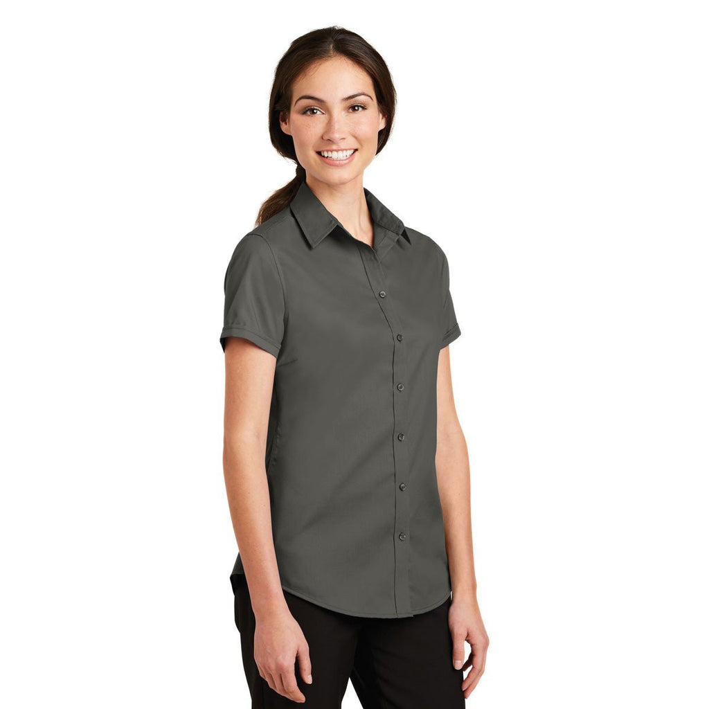 Port Authority Women's Sterling Grey Short Sleeve SuperPro Twill Shirt