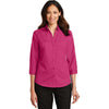 Port Authority Women's Pink Azalea 3/4-Sleeve SuperPro Twill Shirt