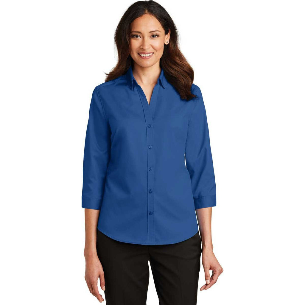 Port Authority Women's True Blue 3/4-Sleeve SuperPro Twill Shirt