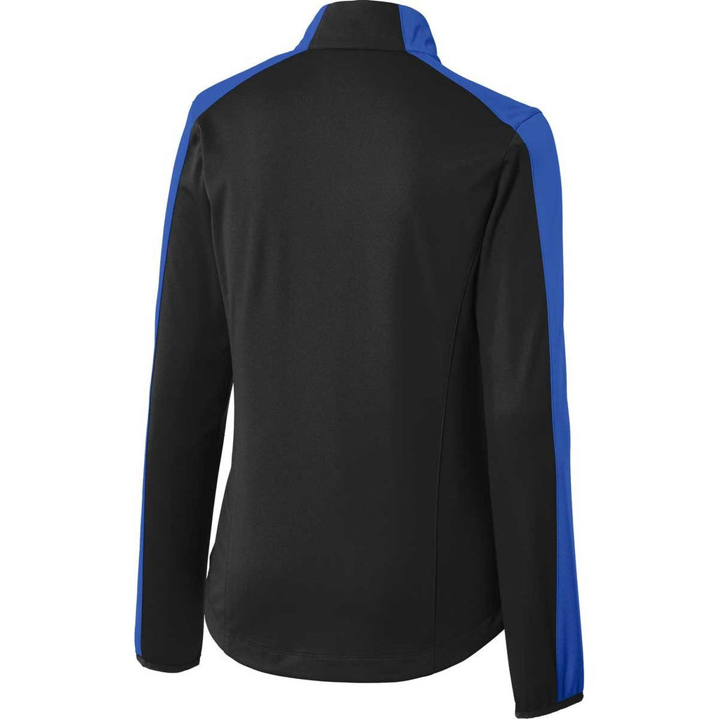 Port Authority Women's Deep Black/True Royal Active Colorblock Soft Shell Jacket