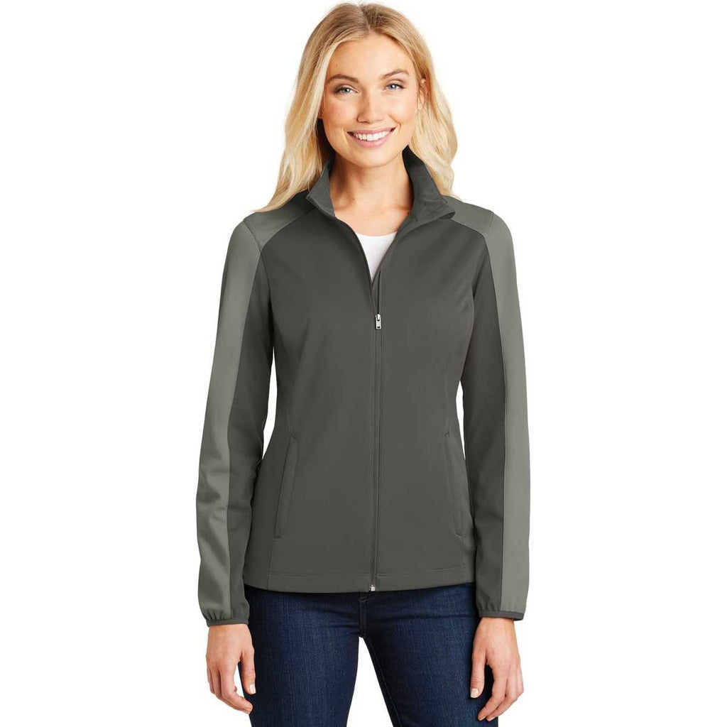 Port Authority Women's White/Rogue Grey Active Colorblock Soft Shell Jacket