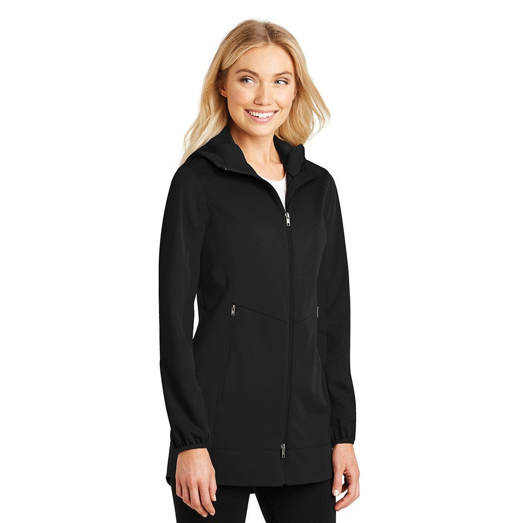 Port Authority Ladies Deep Black Active Hooded Soft Shell Jacket