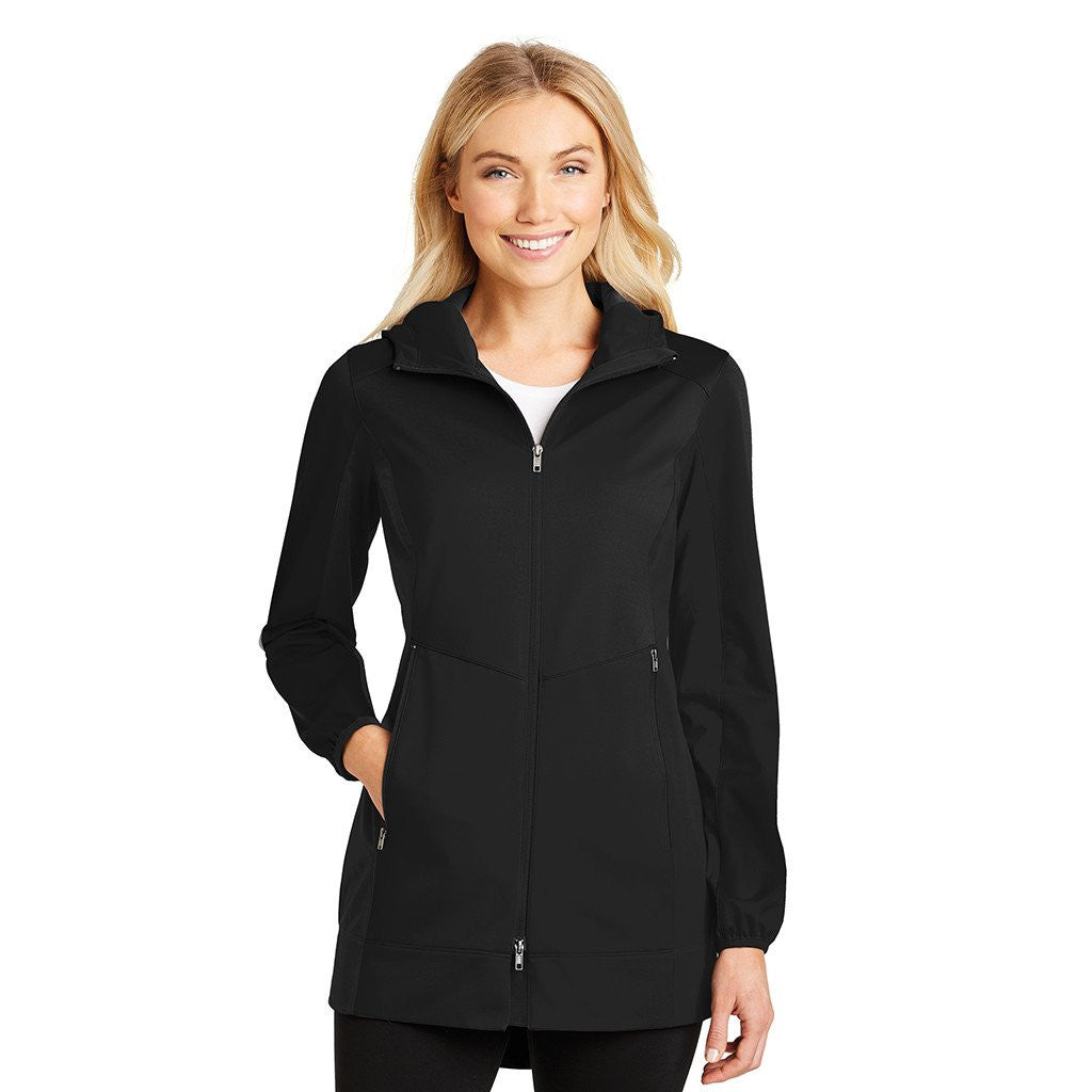Port Authority Ladies Deep Black Active Hooded Soft Shell Jacket