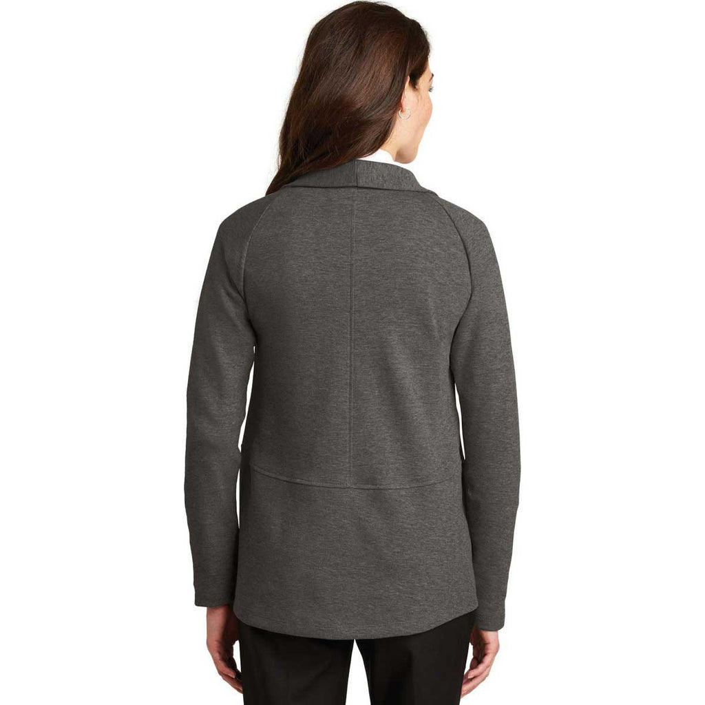 Port Authority Women's Charcoal Heather/Medium Grey Heather Interlock Cardigan