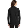 Port Authority Women's Deep Black/Charcoal Heather Interlock Cardigan