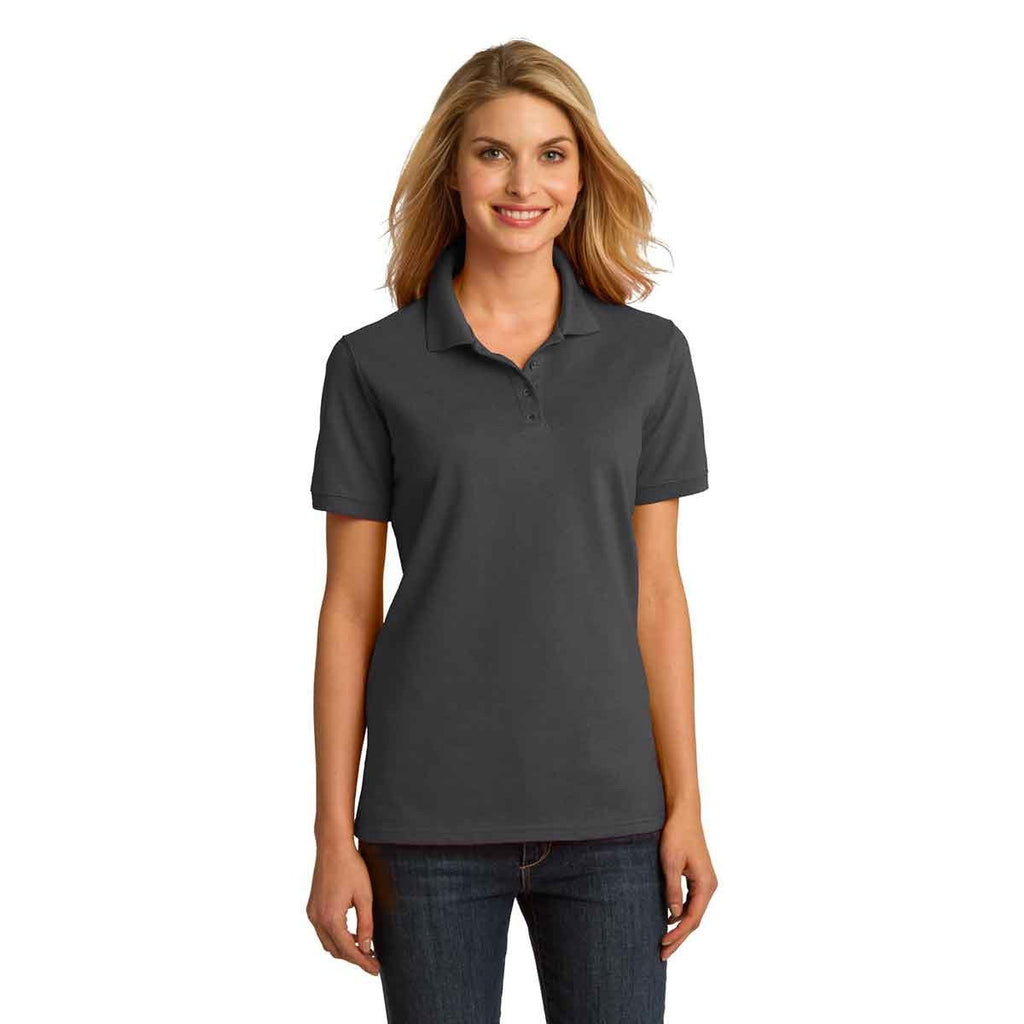 Port & Company Women's Charcoal Ring Spun Pique Polo